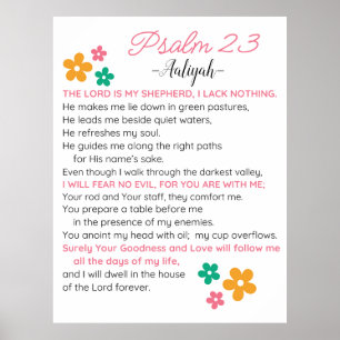 Personaliseer Psalm 23-NIV Bijbelse Schriftbloemen Poster