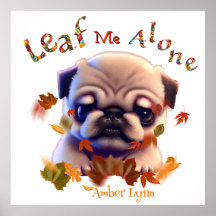 Personaliseer Pug Puppy Autumn Leaf Quote Schattig