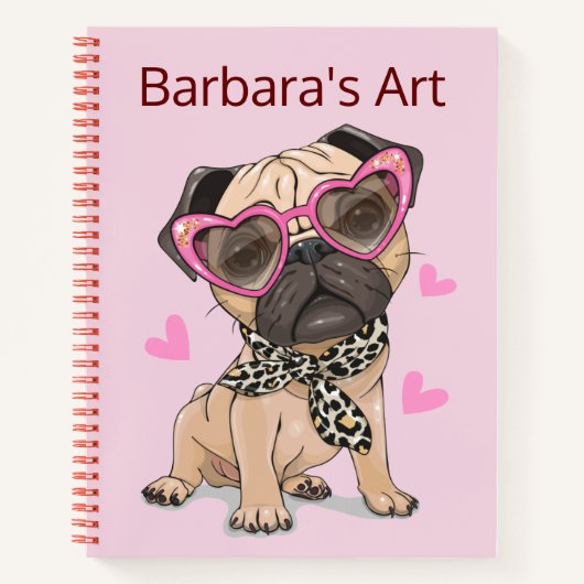Personaliseer Pug schets Notitieboek (Voorkant)