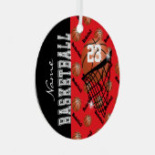 Personaliseer Red Basketball Metalen Ornament (Voorkant Rechts)