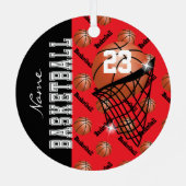 Personaliseer Red Basketball Metalen Ornament (Achterkant)