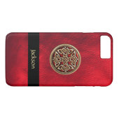 Personaliseer Red Leather Celtic Knot iPhone 7 Hoe Case-Mate iPhone Case (Achterkant (Horizontaal))