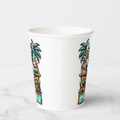 Personaliseer Retro Elephant Tiki Bar Papieren Bekers (Rechts)