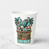 Personaliseer Retro Elephant Tiki Bar Papieren Bekers (Voorkant)