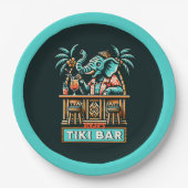 Personaliseer Retro Elephant Tiki Bar Papieren Bordje (Voorkant)