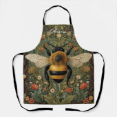 Personaliseer retro hommel boho botanische bloemen schort (Voorkant)