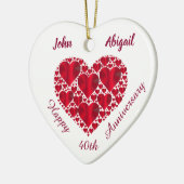 Personaliseer. Rode harten. Ruby Wedding Jubileum. Keramisch Ornament (Links)