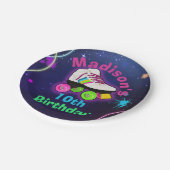 Personaliseer Roller Skating Neon Birthday Classic Papieren Bordje (Gekanteld)