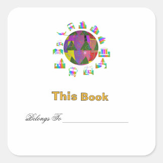 Personaliseer Rond de Wereld Ex Libris Vierkante Sticker