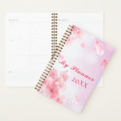 Personaliseer Roze Bloemen Jaarlijkse Planner (Display)