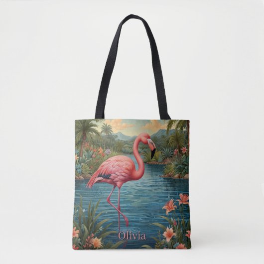 Personaliseer Roze flamingo Draagtas (Voorkant)
