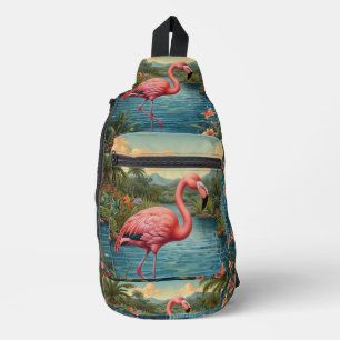 Personaliseer Roze flamingo Sling Bag