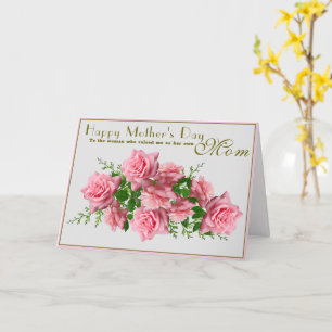 Personaliseer Roze Rozen Gelukkige Moederdag Mama Kaart