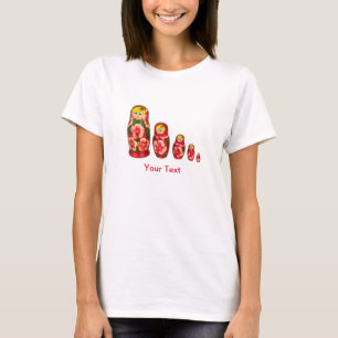 Personaliseer Russische Matryoshka poppen T-shirt