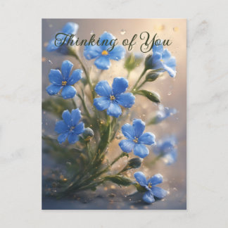 Personaliseer schattig blauw bloemendenken van u briefkaart