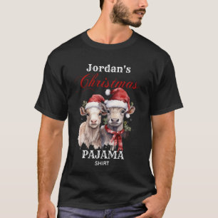 Personaliseer Schattige Boerderij Xmas Pajama Fami T-shirt