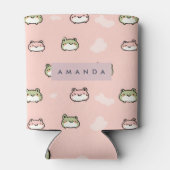 Personaliseer Schattige Kawaii Pastel Frog Design Blikjeskoeler (Achterkant)