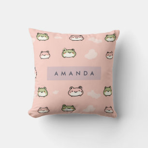 Personaliseer Schattige Kawaii Pastel Frog Design Kussen