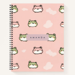 Personaliseer Schattige Kawaii Pastel Frog Design  Notitieboek