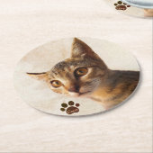 Personaliseer Schattigee Kat Kitten Kat Hond Fotos Ronde Kartonnen Onderzetter (Gebogen)