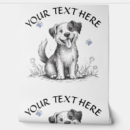 Personaliseer Schattigee Puppy Dog en Blauwe Vlind Behang