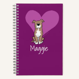 Personaliseer Schattigee Staffy Lab Dog Heart Spir Notitieboek
