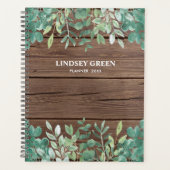 Personaliseer schuurhout Eucalyptus groen Planner (Voorkant)