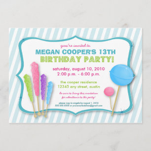 :personaliseer: Snoep Shoppe Birthday Party Invite Kaart