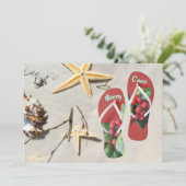 Personaliseer strandKerstmis | hulst en stervissen Feestdagenkaart (Staand voorkant)