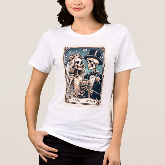 Personaliseer Tarot Theme Wedding Passen getrouwd Tri-Blend Shirt (Voorkant)