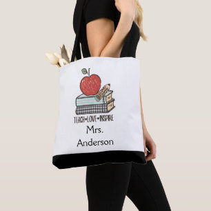 Personaliseer Teach Love Inspire Cadeau Voor Leraa Draagtas