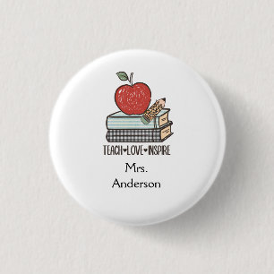 Personaliseer Teach Love Inspire Cadeau Voor Leraa Ronde Button 3,2 Cm