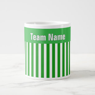 Personaliseer TEAM NAAM Groen Witte Strepen Extra Grote Beker