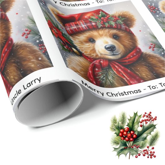 Personaliseer Teddy Bear Christmas Roll of Cadeaupapier