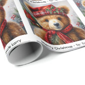 Personaliseer Teddy Bear Christmas Roll of Cadeaupapier (Rol Hoek)