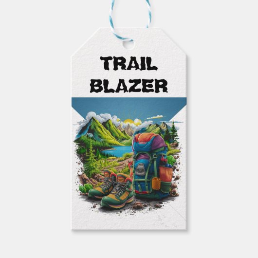 Personaliseer Tekst Camping Backpacken Thema Cadeaulabel (Voorkant)