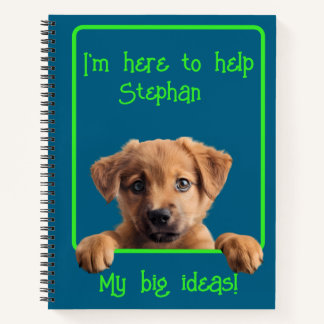 Personaliseer tekst met de schattigste puppy notitieboek