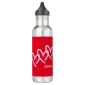 Personaliseer Triple Heart Red Waterfles (Links)