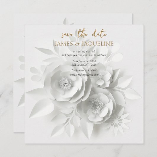 Personaliseer Trouwen Bewaar de datum Lotus goud Save The Date (Voorkant / Achterkant)