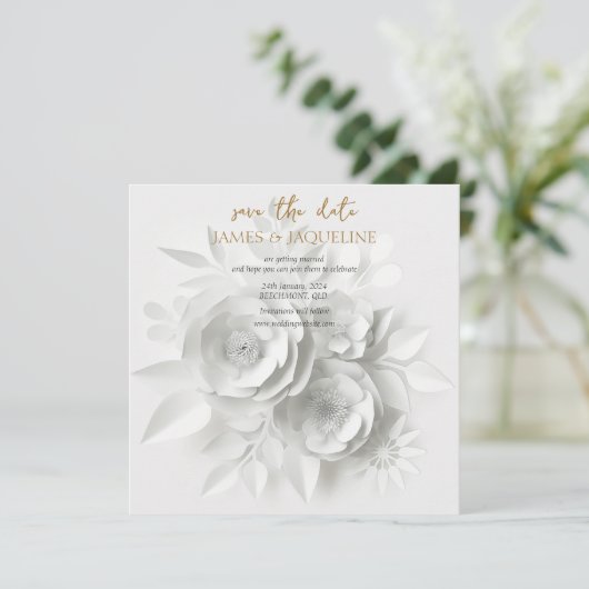 Personaliseer Trouwen Bewaar de datum Lotus goud Save The Date (Staand voorkant)