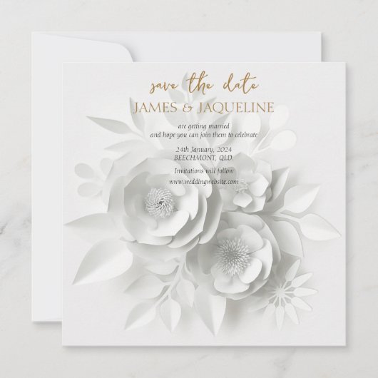 Personaliseer Trouwen Bewaar de datum Lotus goud Save The Date (Voorkant)