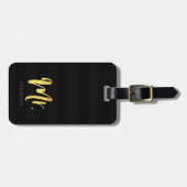 Personaliseer u met de naam Faux Gold Mr Black Str Bagagelabel (Voorkant horizontaal)