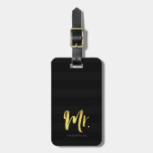 Personaliseer u met de naam Faux Gold Mr Black Str Bagagelabel (Voorkant verticaal)