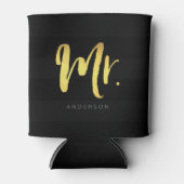 Personaliseer u met de naam Faux Gold Mr Black Str Blikjeskoeler (Voorkant)