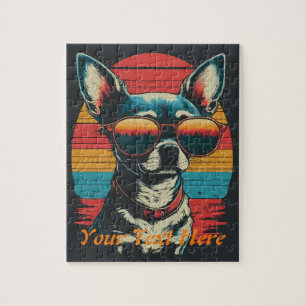 Personaliseer unieke Retro Chihuahua Puppy Zonnebr Legpuzzel