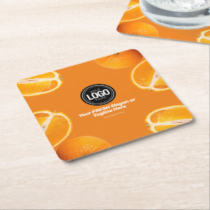 Personaliseer uw bedrijf Oranje onderneming Vierkante Kartonnen Onderzetter