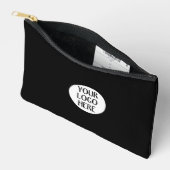 Personaliseer uw Black White bedrijf logo Zipper Etui (Open)