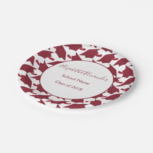 Personaliseer uw Bourgogne en Wit afstuderen Papieren Bordje (Gekanteld)