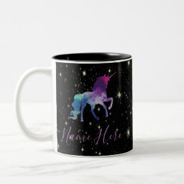 Personaliseer uw eigen kleurrijke universe Unicorn Tweekleurige Koffiemok