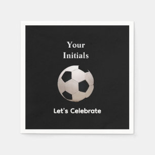 Personaliseer uw Initialen zwart Voetbal Servet